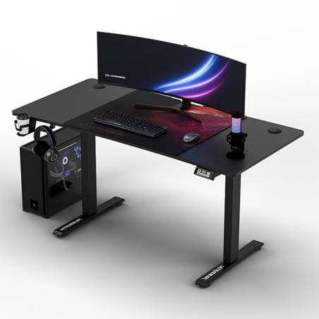 ULTRADESK Herní stůl LEVEL V2 RED, 140x68cm, 72-117cm, elektricky nastavitelná výška