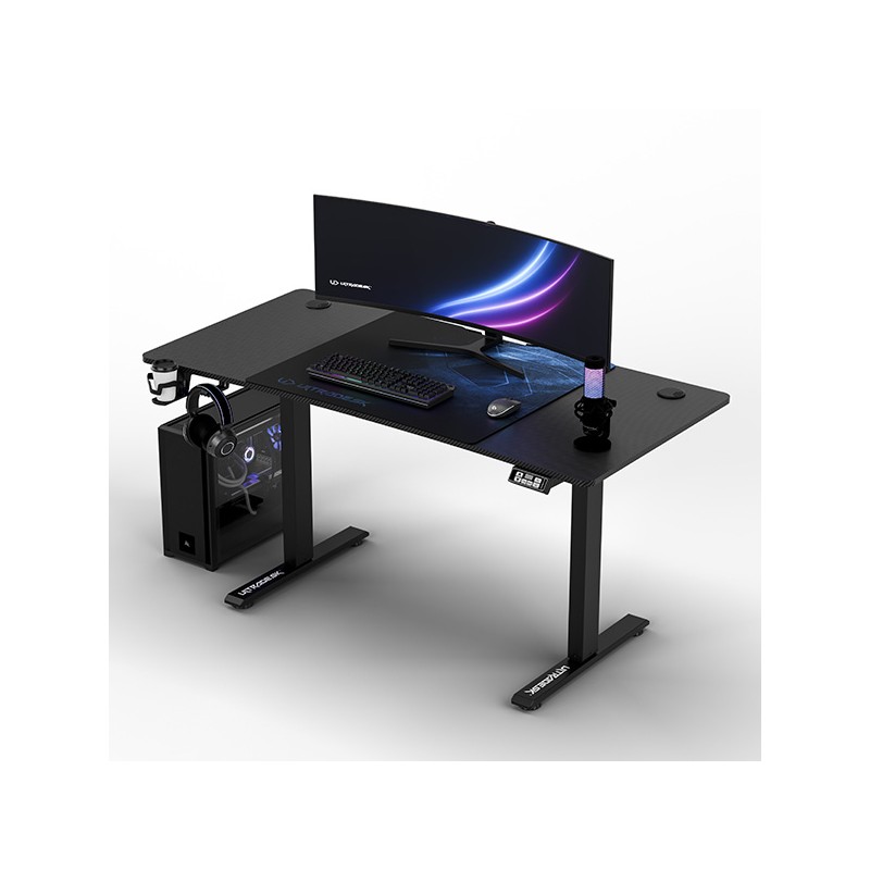 ULTRADESK Herní stůl LEVEL V2 BLUE, 140x68cm, 72-117cm, elektricky nastavitelná výška