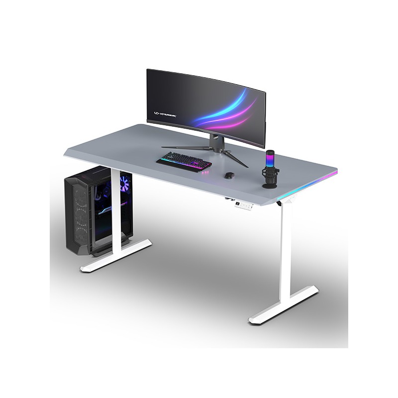 ULTRADESK Herní stůl QUEST, 140x70cm, 72-120cm, bílá-šedá