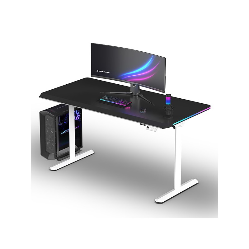 ULTRADESK Herní stůl QUEST, 140x70cm, 72-120cm, bílá-černá