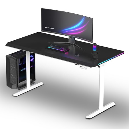 ULTRADESK Herní stůl QUEST, 140x70cm, 72-120cm, bílá-černá