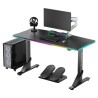ULTRADESK Herní stůl IRON BLACK, 132,5x60,5 cm, 71-81 cm, mechanicky nastavitelná výška,RGB podsvícení