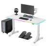 ULTRADESK Herní stůl IRON WHITE, 132,5x60,5 cm, 71-81 cm, mechanicky nastavitelná výška,RGB podsvícení