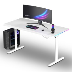 ULTRADESK Herní stůl QUEST, 140x70cm, 72-120cm, bílá-bílá