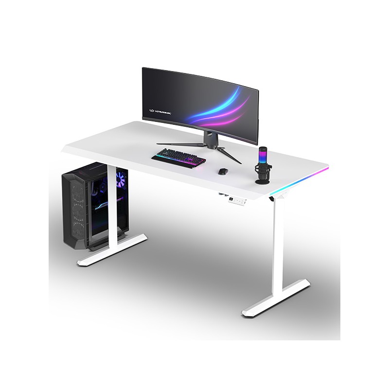 ULTRADESK Herní stůl QUEST, 140x70cm, 72-120cm, bílá-bílá