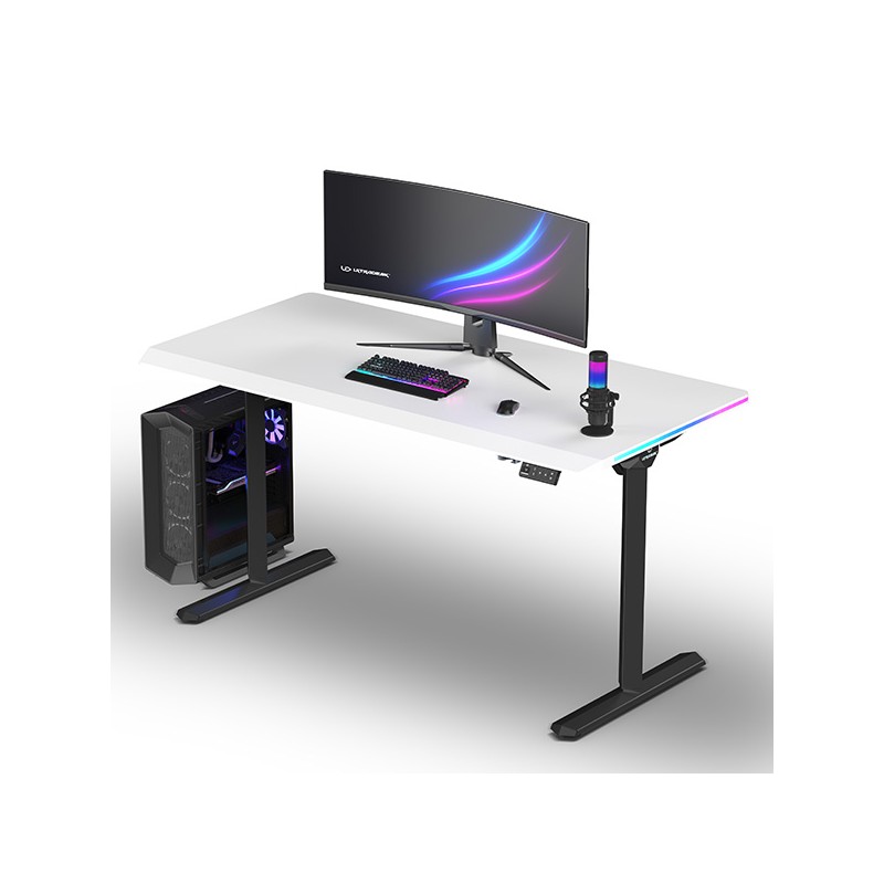 ULTRADESK Herní stůl QUEST, 140x70cm, 72-120cm, černá-bílá