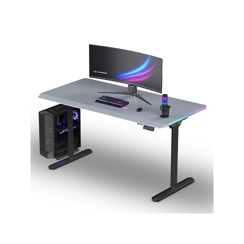 ULTRADESK Herní stůl QUEST, 140x70cm, 72-120cm, černá-šedá
