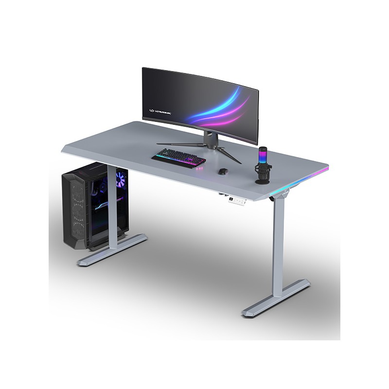 ULTRADESK Herní stůl QUEST, 140x70cm, 72-120cm, šedá-šedá