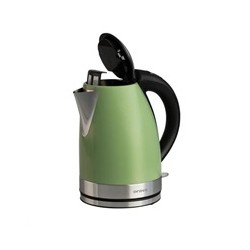 Orava VK-3217 GK, nerezová varná konvice 1,7 l, khaki zelená, 2000 W, otočný podstavec, LED signalizace