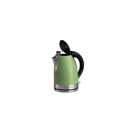 Orava VK-3217 GK, nerezová varná konvice 1,7 l, khaki zelená, 2000 W, otočný podstavec, LED signalizace