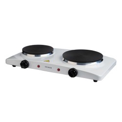 Orava VP-91 W elektrický vařič, 1500 W, regulace teploty, 2 plotýnky, manuální ovládání, průměr 185 a 155 mm, bílá