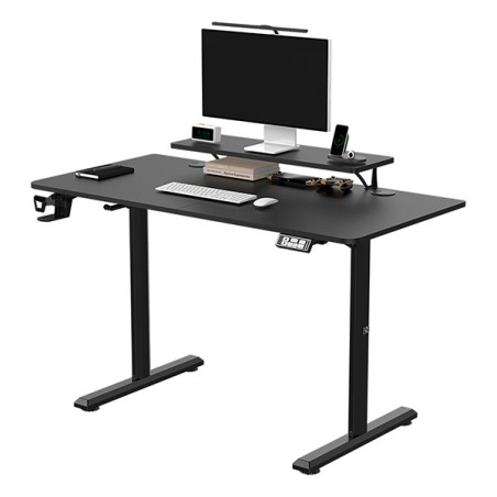 ULTRADESK HIGHLANDER BLACK Pracovní stůl s elektricky nastavitelnou výškou s držákem sluchátek a klipem na kabely 120X60 cm