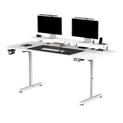ULTRADESK HIGHLANDER XXL WHITE Pracovní stůl s elektricky nastavitelnou výškou s držákem sluchátek a klipem na kabely 160X70