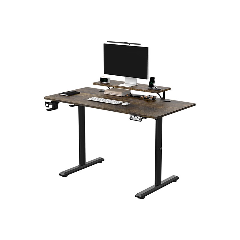 ULTRADESK HIGHLANDER BROWN Pracovní stůl s elektricky nastavitelnou výškou s držákem sluchátek a klipem na kabely 120X60 cm