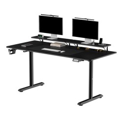 ULTRADESK HIGHLANDER XXL BLACK Pracovní stůl s elektricky nastavitelnou výškou s držákem sluchátek a klipem na kabely 160X70