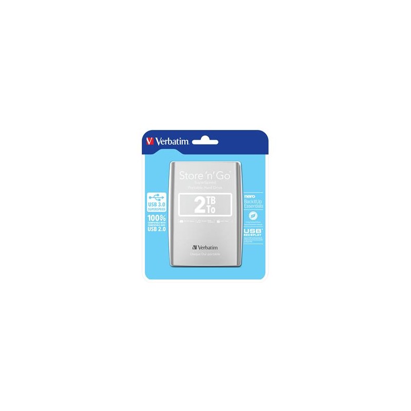 VERBATIM HDD 2.5" 2TB Store 'n' Go USB 3.0, Silver