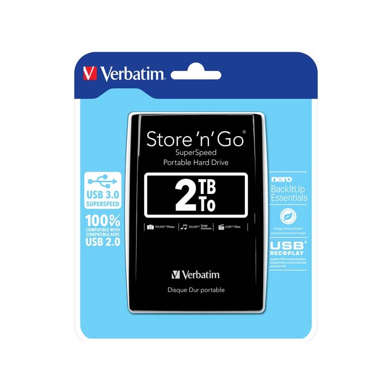 VERBATIM HDD 2.5" 2TB Store 'n' Go USB 3.0, Black