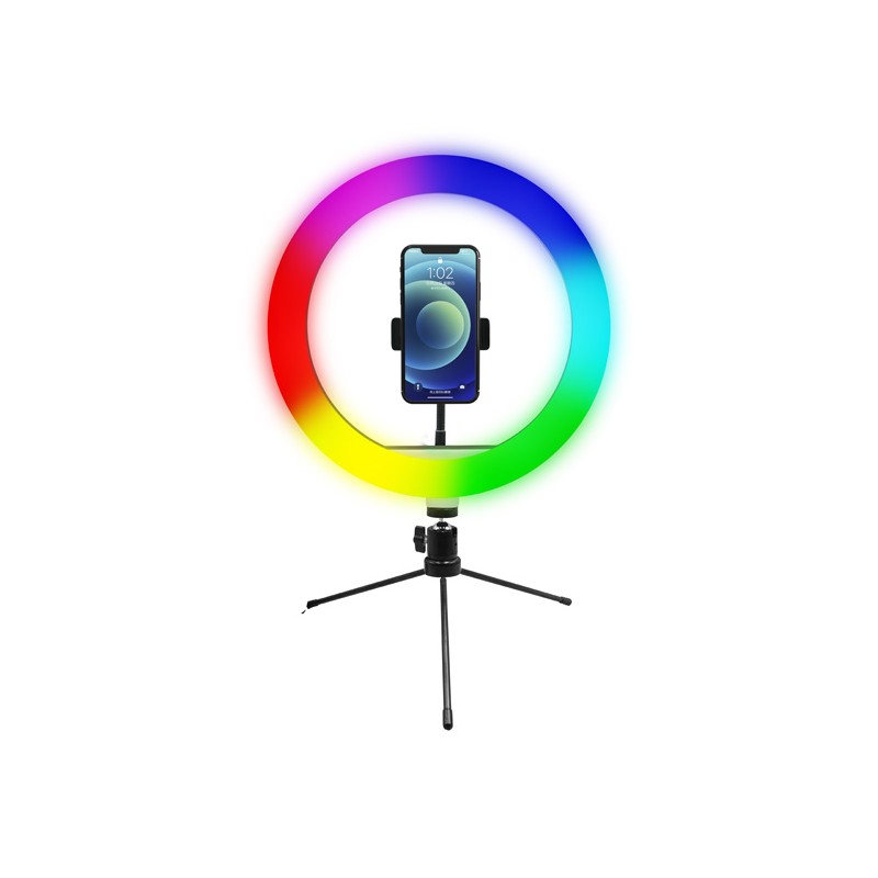 Powerton LIFE RING LIGHT, kruhové světlo 10", nastavení barev a svítivosti, držák telefonu a tripod