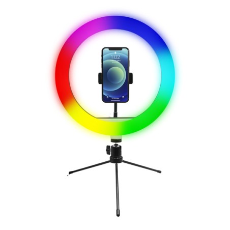 Powerton LIFE RING LIGHT, kruhové světlo 10", nastavení barev a svítivosti, držák telefonu a tripod