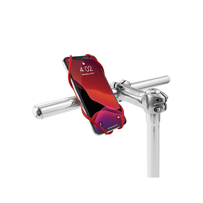 Držák mobilu Bone Bike Tie 3, na kolo, nastavitelná velikost, červený, 4.7-7.2", silikon, k připevnění na řídítka, červená