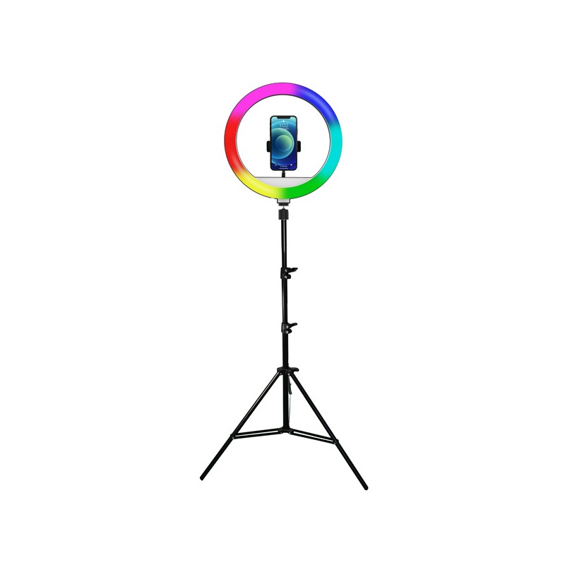 Powerton LIFE RING LIGHT, kruhové světlo 13", nastavení barev a svítivosti, držák telefonu a stativ, DOPRODEJ