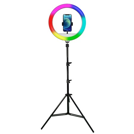 Powerton LIFE RING LIGHT, kruhové světlo 13", nastavení barev a svítivosti, držák telefonu a stativ, DOPRODEJ