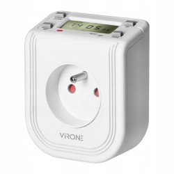 Zásuvka s elektronickým časovačem 230V, 50Hz, max. 3680W, bílá, Virone, Horní LCD displej, 16 časových programů, baterie