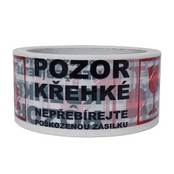 Lepící páska "Pozor křehké", průhledná s potiskem, 48mm, 60m