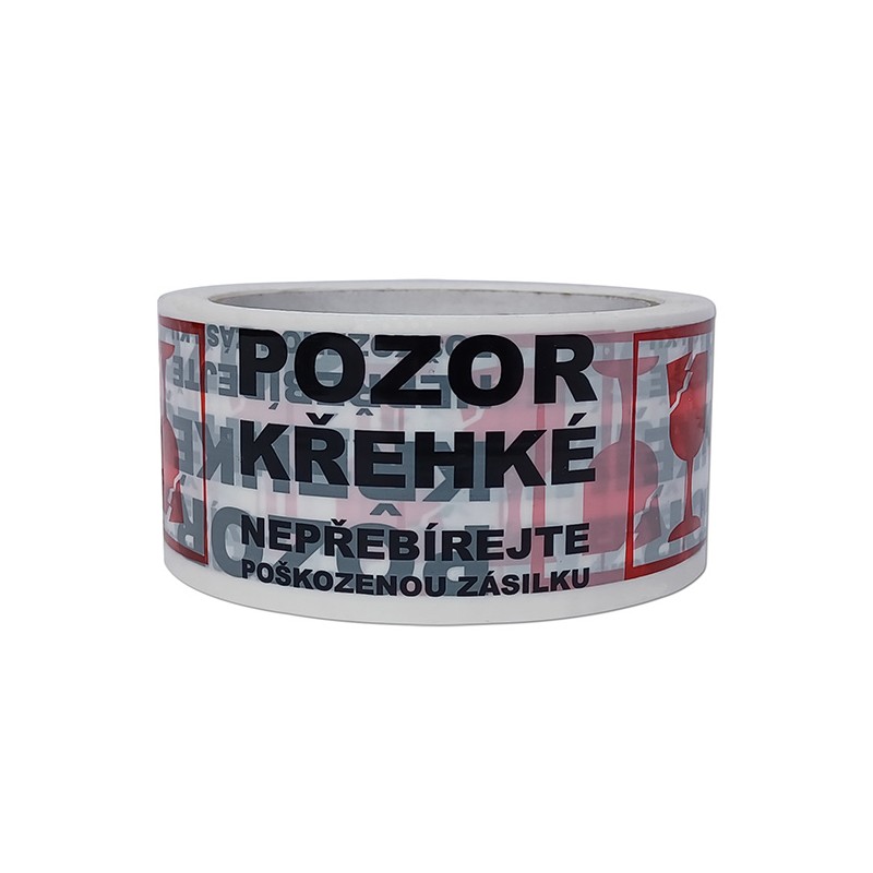 Lepící páska "Pozor křehké", průhledná s potiskem, 48mm, 60m