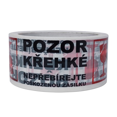 Lepící páska "Pozor křehké", průhledná s potiskem, 48mm, 60m