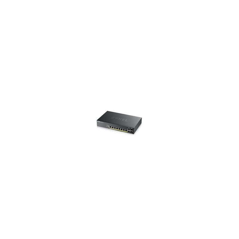 Zyxel GS2220-10HP 10-port L2 Managed Gigabit PoE Switch, 8x gigabit RJ45, 2x gigabit RJ45/SFP, PoE 180 W