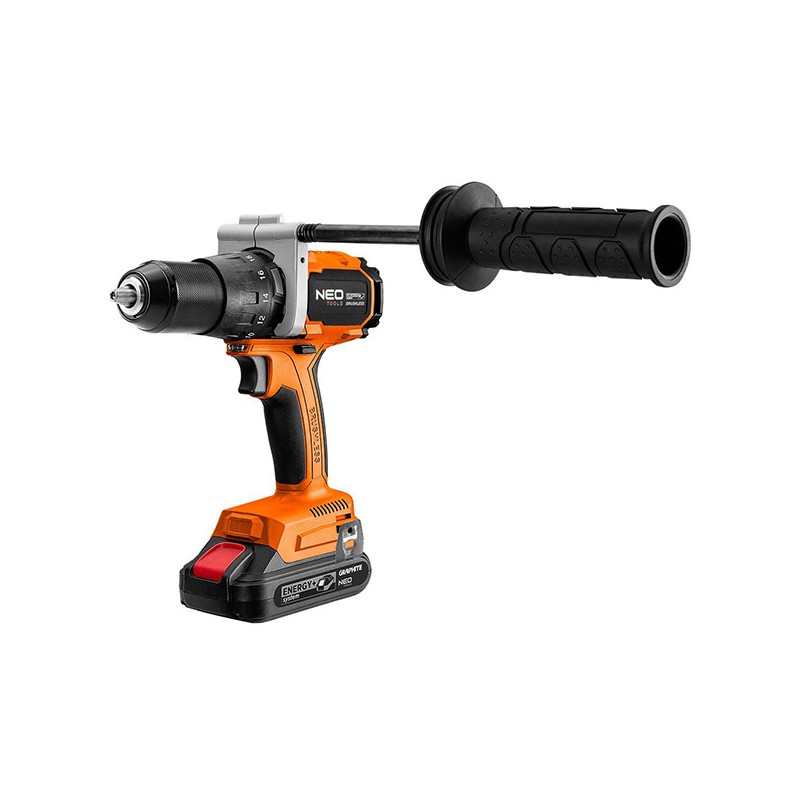 Šroubovák vrtací s příklepem, 04-616, aku, 18V, Energy+, Neo Tools
