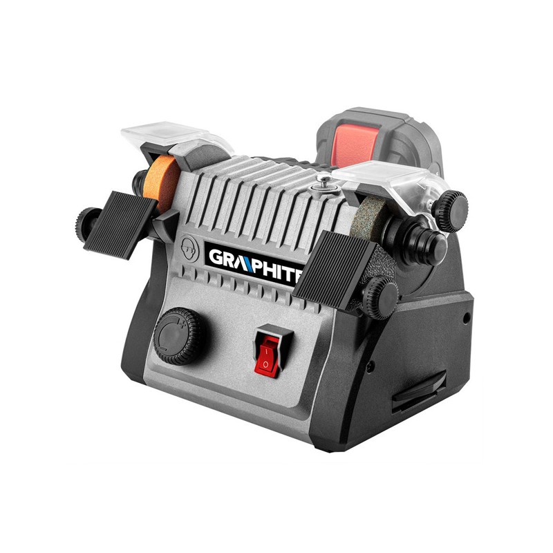 Stolní dvoukotoučová mini bruska 3v1 58G095, aku, 18V, 9000 ot./min, regulace otáček,, Graphite