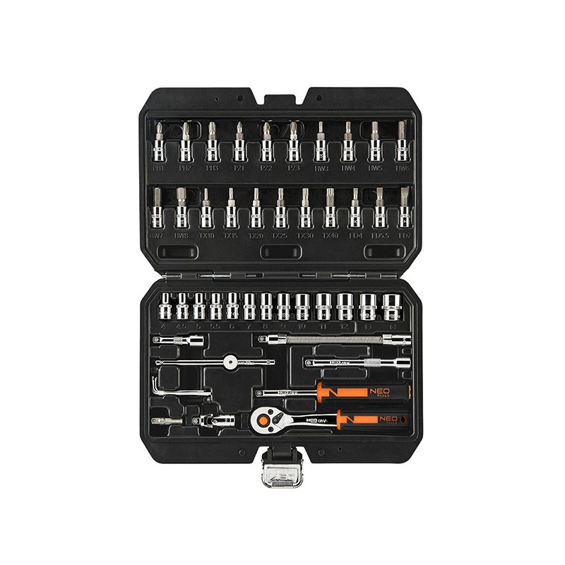 Sada nástrčných hlavic, chrom-vanadiová ocel, kufřík, Neo Tools