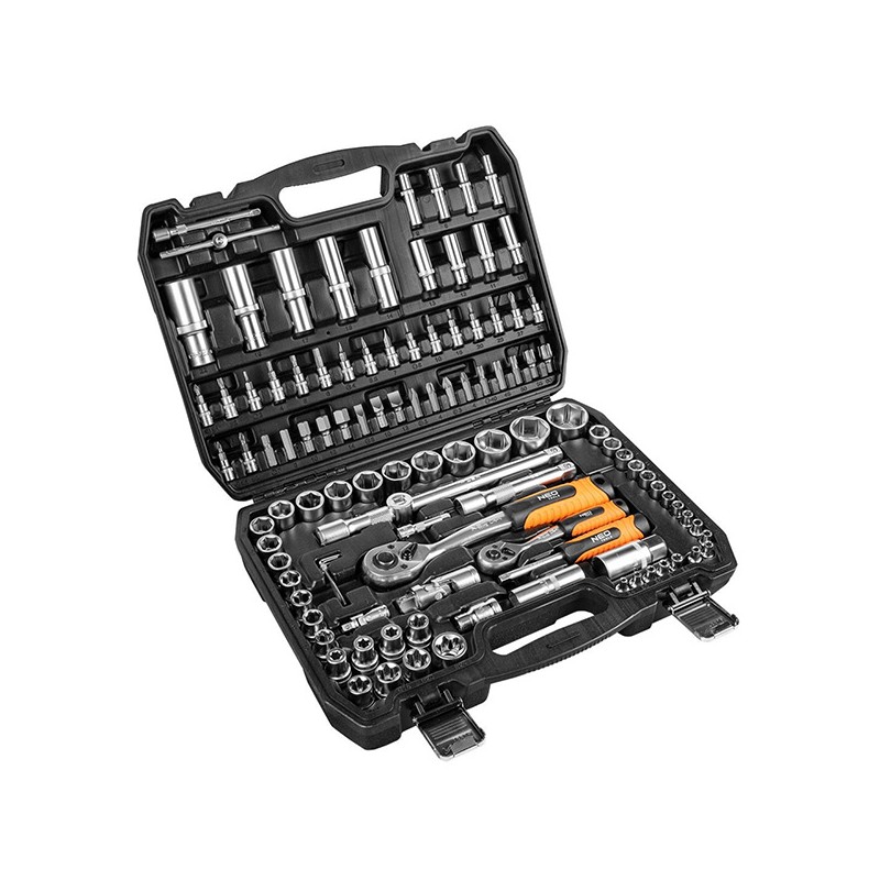 Sada nástrčných klíčů, 10-212, 108 ks, velikost 1/4 a 1/2, kufřík,, NEO TOOLS