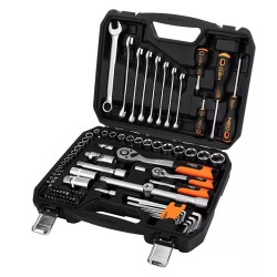 Sada nástrčných klíčů, 10-206, 100 ks, velikost 1/4 a 1/2, kufřík,, NEO TOOLS