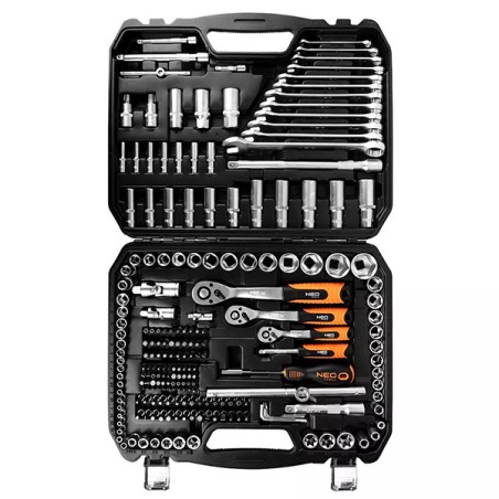 Sada nástrčných klíčů, 10-216, 216 ks, velikost 1/2, 1/4, 3/8, kufřík, NEO TOOLS