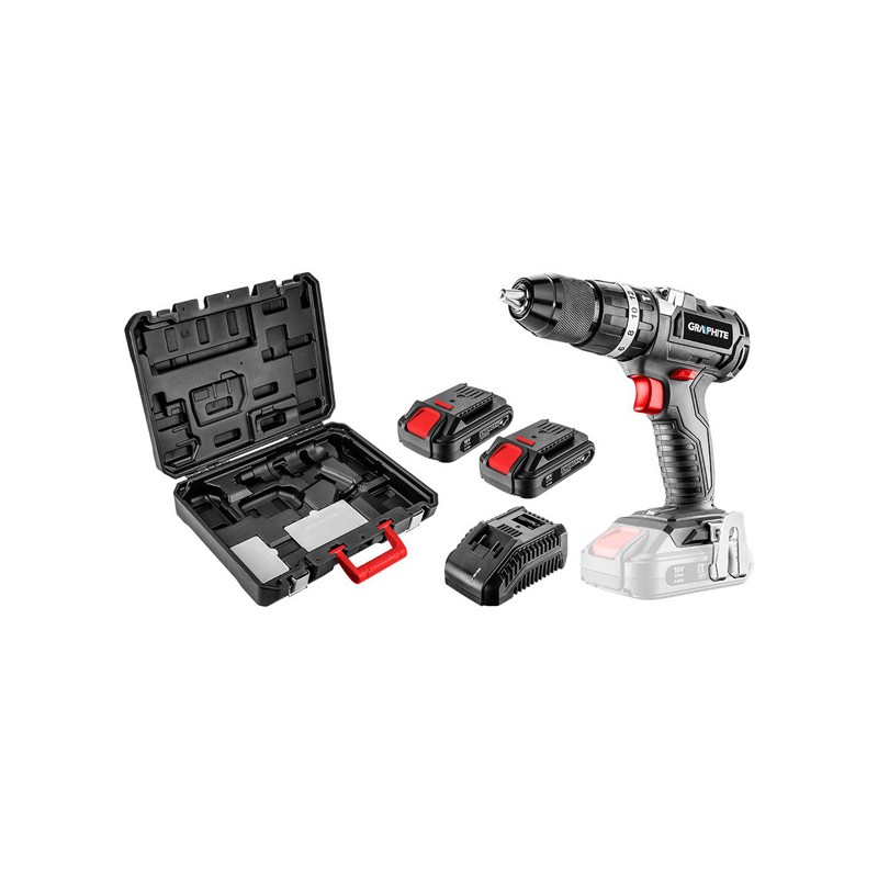 Příklepový vrtací šroubovák, aku, 58G020-SET2, vrtací šroubovák/2x baterie/nabíječka/kufřík, 18V, 5ti dílná, Graphite