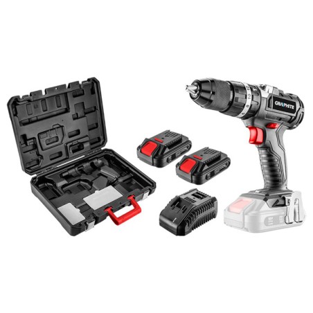 Příklepový vrtací šroubovák, aku, 58G020-SET2, vrtací šroubovák/2x baterie/nabíječka/kufřík, 18V, 5ti dílná, Graphite