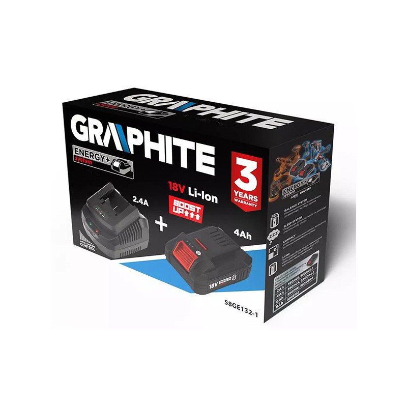 Sada baterie a nabíječky, 58GE132-1, 4 ah baterie + nabíječka, BOOST UP, GRAPHITE