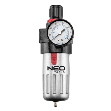 Vypouštěcí filtr s redukčním ventilem 1/2" z z tvrzené oceli, 14-732, vysoká propustnost filtru, NEO TOOLS