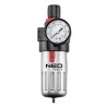 Vypouštěcí filtr s redukčním ventilem 1/2" z z tvrzené oceli, 14-732, vysoká propustnost filtru, NEO TOOLS