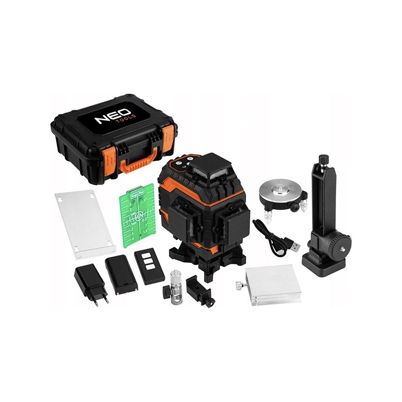 3D laser, 16 čar, zelený, pouzdro, terčík NEO TOOLS 75-141