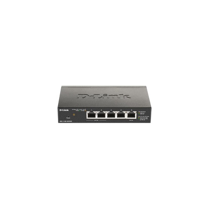 D-Link DGS-1100-05PDV2 5-Port Gigabit PoE Smart Managed Switch with 1 PD port