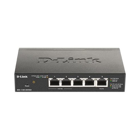 D-Link DGS-1100-05PDV2 5-Port Gigabit PoE Smart Managed Switch with 1 PD port