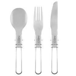 Sada příborů 3v1 turistická, šedá, 63-147, skládací, praktické pouzdro, Neo Tools