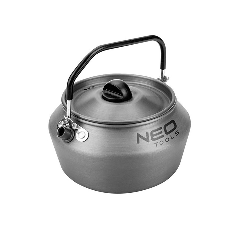 Turistická konvice šedá, hliník, nerezová ocel, 0.8l, víko, přepravní taška,, Neo Tools