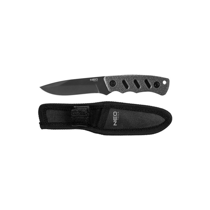 Neo Tools Full-tang nůž, nerezová ocel, 165mm, 94mm, pogumovaná rukojeť, nylonové pouzdro