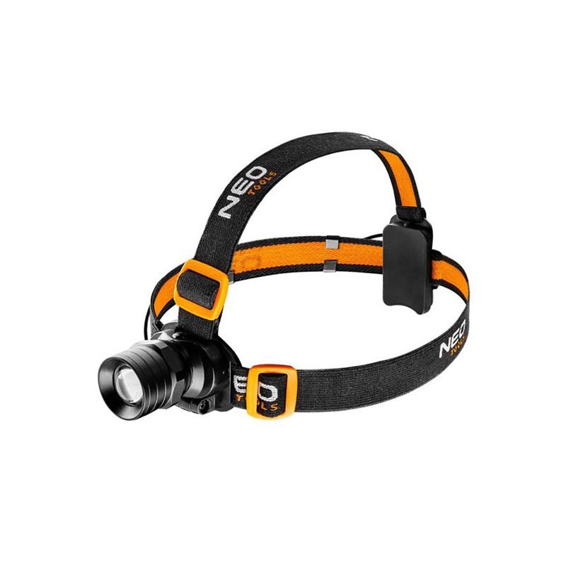 LED čelovka, 3xAAA, černá, funkce zoom, hliník, 250 lumenů