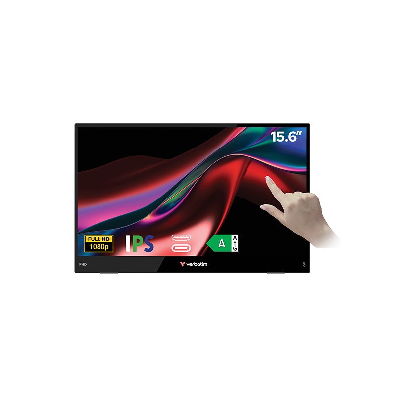 Verbatim přenosný monitor, Touch Monitor LIGHT, 15.6", Full HD (1920x1080), 60Hz, černý